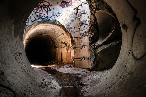 Orochimaru Aesthetic, Storm Drain, Dark Cave, Underground Tunnels, Underground Cities, Reinforced Concrete, Natural Lighting, Dark Photography, Post Apocalyptic