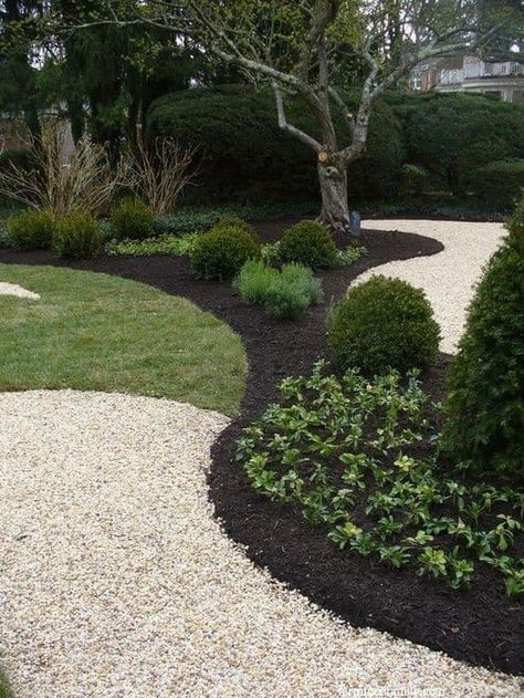 18+ Best Landscaping Ideas & Designs With Mulch And Rocks Rock Mulch, Mulch Landscaping, Front Yards, Easy Landscaping, Landscaping Tips, Easy Plants, Tall Plants, Diy Landscaping, Diy Garden Projects