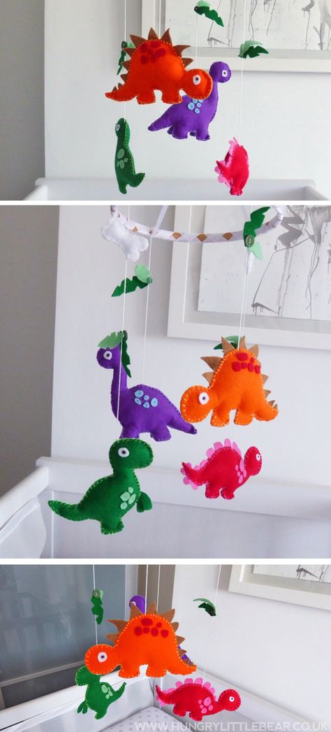 Baby Boy Nursery Dinosaur, Dinosaur Baby Room, Baby Onesies Diy, Dinosaur Mobile, Baby Room Storage, Diy Dinosaur, Diy Baby Mobile, Baby Room Diy, Baby Boy Pictures