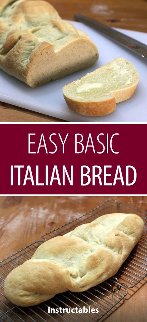 Bread Breakfast Ideas, Homemade Italian Bread, Italian Bread Recipe, Easy White Bread Recipe, Italian Bread Recipes, Quick Bread Recipes Easy, Basic Italian, Bread Breakfast, Bread Maker Recipes