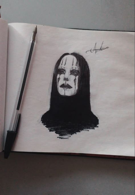 Dibujo de joey jordison slipknot Metal Head Drawing, Slipknot Drawings Easy, Joey Jordison Tattoo, Joey Jordison Drawing, Slipknot Painting, Goth Drawings Sketch, Slipknot Sketch, Joey Jordison Fanart, Slipknot Cartoon Drawing