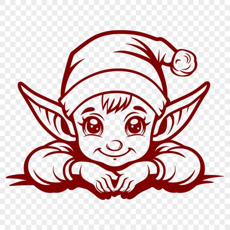 Elf Drawings Christmas, Christmas Elf Drawing, Xmas Templates, Tattoos That Mean Something, Elf Tattoo, An Elf, Svg Free, Free Christmas, Create Image