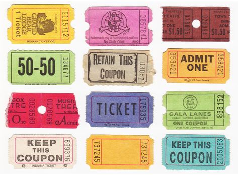 Ticket Stubs - 2 | A collection of ticket stubs from various… | airjmax | Flickr Insta Scrapbook, Vintage Ticket, Ticket Stub, Print Planner, Ticket Stubs, Graphic Ideas, Drawing Inspo, Personalized Journal, Puzzles For Kids