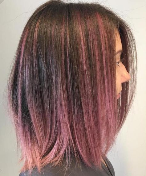 40 Pink Hairstyles: Pastel Colors, Pink Highlights, Blonde and Pink Hair Ideas Brown Hair With Pink Highlights, Highlights Brown Hair Balayage, Pink Hair Highlights, Red Hairstyles, Color Tips, Haircuts Ideas, Hair Streaks, Brown Hair Balayage, Highlights Brown Hair