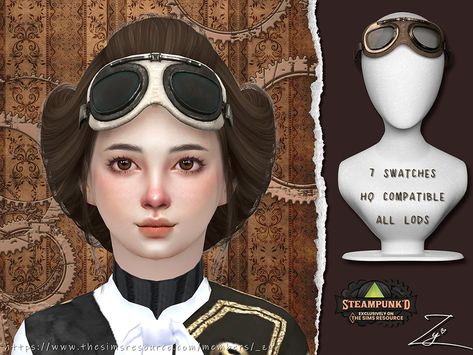 Steampunk Kids, Kids Goggles, Aviator Goggles, Edwardian Hairstyles, Sims Clothes, Free Sims 4, Steampunk Goggles, Cat Ears Headband, Aviator Hat