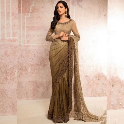 Maria B 
MBRODERED
Beautiful stylish saree available for booking at Khadejah Collection
Fabric details
Pure chiffon 
With embridered panals Maria B Wedding Collection, Saree Pallu, Stylish Saree, Chocolate Cappuccino, Bronze Dress, Pure Chiffon Sarees, Chiffon Sleeves, Organza Sleeves, Pure Chiffon