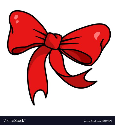 Christmas Present Bow, Ribbon Drawing, Bow Cartoon, Bow Illustration, Present Bow, Ribbon Illustration, Black Floral Wallpaper, Birthday Vector, Cartoon Bow