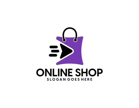 shop logo with bag icon for e commerce and store logo E Commerce Logo Design, E Commerce Logo, Hs Logo, Store Icon, Store Logo, Ecommerce Logo, Mobile Shop, Youtube Banners, Logo Banners