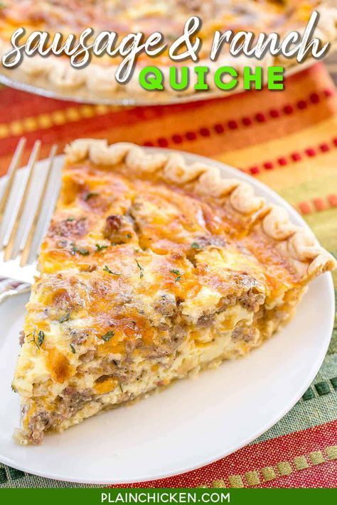 Filet Mignon Chorizo, Chicken Quiche, Sausage Quiche, Breakfast Quiche Recipes, Quiche Recipes Easy, Mini Quiches, Cheese Quiche, Plain Chicken, Breakfast Quiche