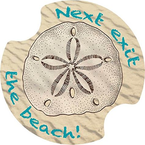 Amazon.com | Thirstystone Next Exit the Beach Car Cup Holder Coaster, 2-Pack: Coasters Car Cup Holder Coaster, Beach Coasters, Beachfront Decor, Beach Cars, Wine Tools, Absorbent Coasters, Coaster Gift Set, Beach Chair Umbrella, Cup Holder Coasters