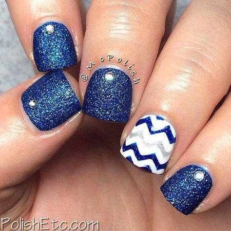 50 Blue Nail Art Designs | Cuded Fun Nails Dip Powder, Spring Colored Nails Acrylic, Penn State Nails, Fantastic Nails, Blue Nail Art Designs, Blue And White Nails, Blue Nail Art, White Nail Art, Nail Swag