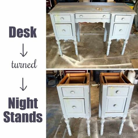 low budget furniture flips Desk Redo, Budget Furniture, Vintage Bedroom Furniture, Diy Furniture Flip, Diy Nightstand, Old Desks, Desk Makeover, Night Stands, Diy Desk