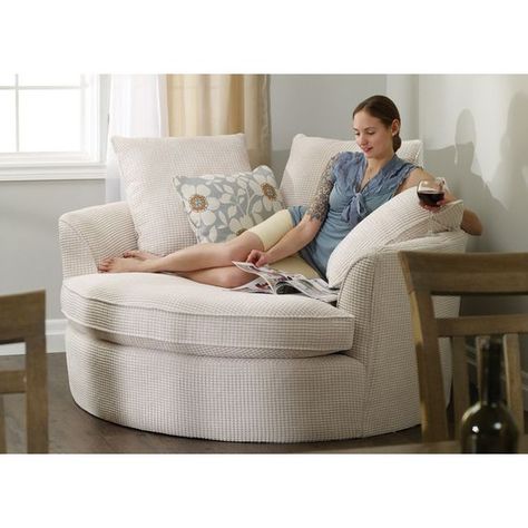 Plush over-sized chair for watching tv or relaxing with a book. Cozy Reading Chair, Comfy Reading Chair, Round Living Room, Comfy Reading, Corner Seating, Comfy Bedroom, Bedroom Seating, Cozy Chair, Reading Chair