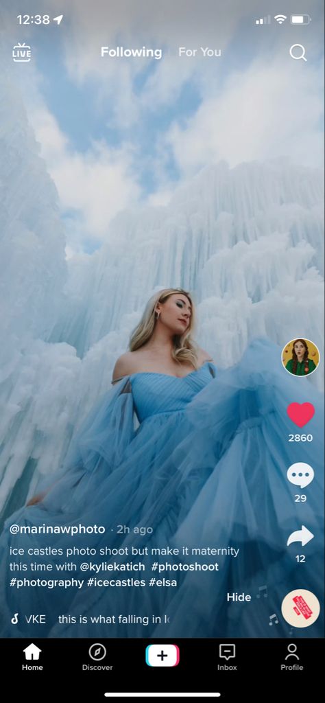 Snow Maturity Photoshoot, Winter Wonderland Maternity Dress, Ice Castle Photoshoot, Ice Princess Photoshoot, Snowy Winter Maternity Pictures, Snow Maternity Photos, Big Dresses, Ice Castles, Winter Photoshoot