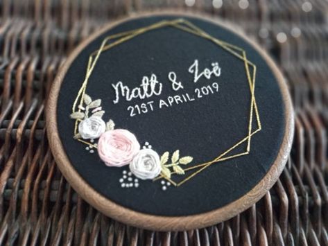 Wedding Anniversary Embroidery, Anniversary Embroidery Hoop, Anniversary Embroidery, Wedding Embroidery Hoop, Wedding Hoop, Cotton Anniversary Gifts, Wedding Embroidery, Floral Initial, Cotton Anniversary