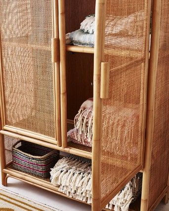 Rattan Wood, Armoire Wardrobe, Wood Armoire, Tools Storage, Garden Tool Storage, Wooden Wardrobe, Wardrobe Armoire, Bamboo Frame, Woven Rattan