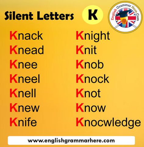 Silent Letters in English from A-Z - English Grammar Here Silent Letters In English, B Bomb, Reading Exercises, Silent Letters, English Pronunciation Learning, Campaign Design, Teaching Spelling, English Phonics, Phonics Words