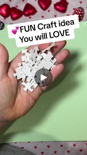 7.5K views · 75 reactions | 🧩 ❤️ Love Heart Puzzle Wand!! This craft is so much fun!! 💕 You will need some old puzzle pieces (perfect if you have an incomplete puzzle you dont know what to do with!) Paint the pieces red and pink and let dry. Glue them to a craft stick. Cut a heart shape out of card and write on your message. I glued on some yarn to make it look like a love heart candy. Next glue it to your craft stick. I added some ribbons and glitter too 😍 Gorgeous! #craftideas #crafts #easycrafts #funcrafts #crafttok #simplecrafts #easycraftsidea #cutecrafts #craft #toddlercrafts #preschoolcrafts #craftsforkids #kidscrafts #valentinesday #valentinescraft #preschoolactivities #valentinescrafts | Home Is Where The Art Is Christmas Crafts With Puzzle Pieces, Love Heart Candy, Puzzle Piece Crafts, Puzzle Crafts, Heart Puzzle, Puzzles For Toddlers, A Craft, Heart Candy, Home Is Where