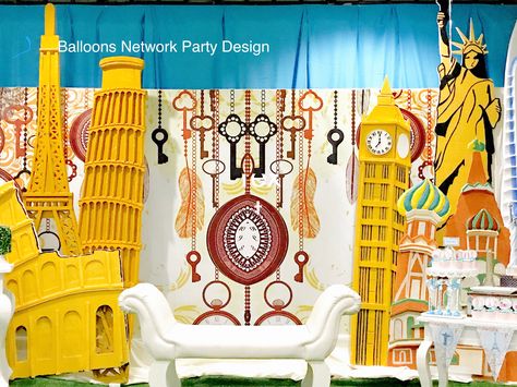 Travel debut theme party Bay Decoration, Europe Buildings, Debut Theme, World Map Photo, Photo Booth Design, Around The World Theme, Travel Party Theme, Graduation 2024, States Of India