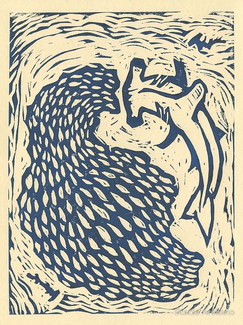 Shark Linocut, Lino Stamp, Posters For Dorm, Print Making Designs, Hammerhead Sharks, Shoal Of Fish, Shark Illustration, Surfer Print, Jellyfish Print