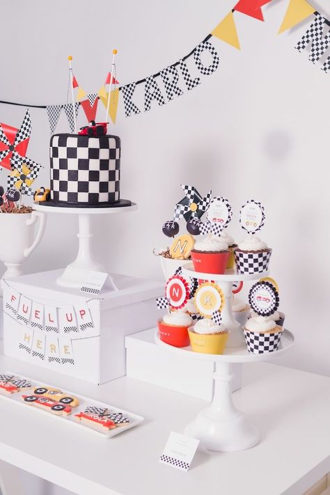 Cakescape from a Modern Race Car Birthday Party on Kara's Party Ideas | KarasPartyIdeas.com (24) 2nd Birthday Party For Boys, Car Birthday Party, 2nd Birthday Boys, Car Themed Parties, Race Car Birthday Party, Cars Theme Birthday Party, Cars Party, 2nd Birthday Party Themes, Birthday Themes For Boys