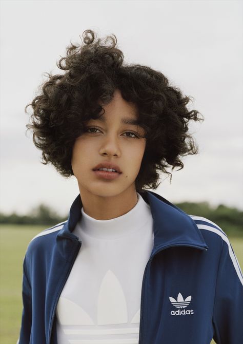 Tap into sports-cool with this high neck top by Adidas Originals, featuring the iconic trefoil logo to the chest. Style with cropped joggers for a totally laid-back look. Northern Fashion, Short Curly Queer Hair, Androgynous Curly Hair, Damaris Goddrie, Cropped Joggers, Curly Hair Cuts, Penteado Cabelo Curto, Short Curly Hair, Sports Photography