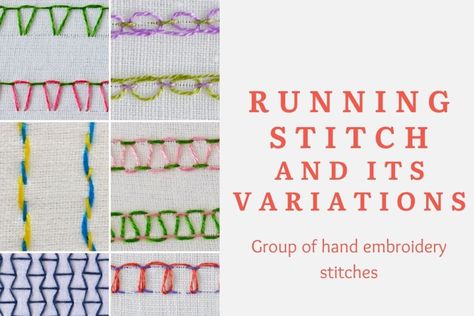 Running stitch and its variations – etmdesigns.eu Running Stitch Motifs, Embroidery Running Stitch Designs, Running Embroidery Design Stitches, Hand Embroidery Running Stitch Designs, Running Stiches Embroidery Patterns, Threaded Running Stitch, Couching Stitch, Embroidery Video, French Knot Stitch