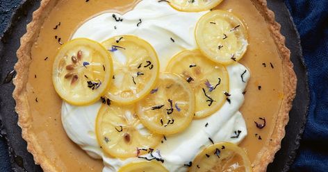 It's Earl Grey tea with lemon - but the dessert variety! This tart is a tasty twist on an old classic. Summertime Cookies, Coconut Tart Recipe, Coconut Tart, Broma Bakery, Summer Pie, Berry Tart, Lemon Dessert Recipes, Candied Lemons, Lemon Coconut