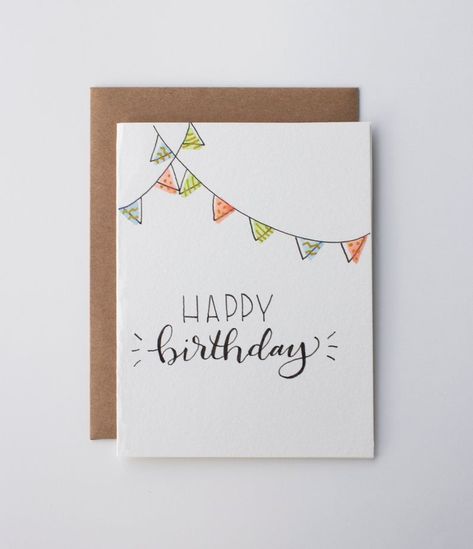 Birthday Cards Simple, Friends Happy Birthday, Kartu Ulang Tahun Diy, Happy Birthday Cards Handmade, Happy Birthday Cards Diy, Creative Birthday Cards, Anniversaire Diy, Cards Simple, Watercolor Birthday Cards