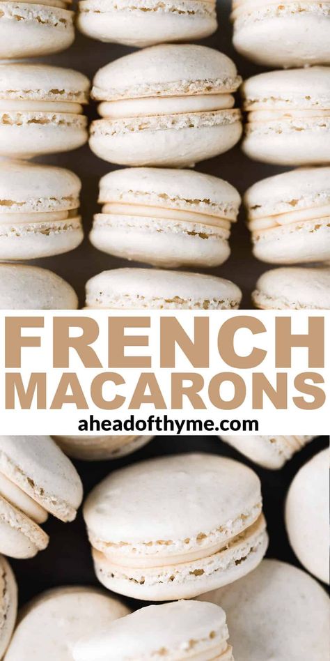 Macaron Cookie Recipe, French Vanilla Macarons Recipe, How To Make Macaroons Without Almond, Homemade Macaroons Easy, French Vanilla Macarons, Macaroon Buttercream Filling Recipe, Macaroons Recipe Vanilla, Vanilla Macaron Filling Recipe, Beginner Macarons