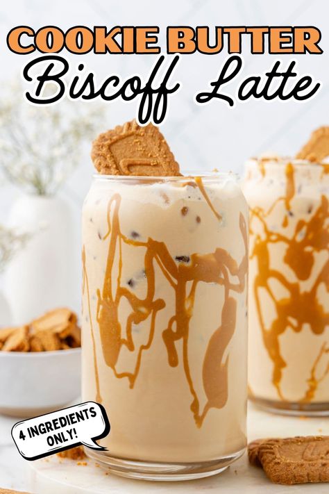 Save money on your morning sip, skip the line at Starbucks, and make an Iced Cookie Butter Latte at home. Take a break from the coffee shop and become your own barista with this Biscoff coffee treat!  #starbucks #latte #coffee Biscoff Coffee, Cookie Butter Latte, Starbucks Latte, Latte At Home, Coffee Flavors, Biscoff Cookie Butter, Pinky Girl, Pumpkin Spice Recipe, Coffee Treats