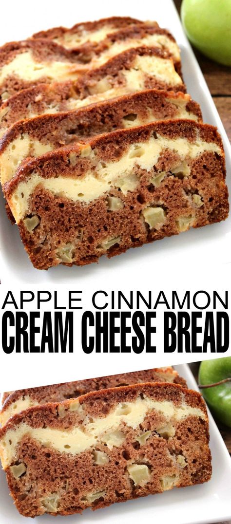 Bread Recipes Cinnamon, Apple Cinnamon Cream Cheese, Loaf Breads, Breads Recipes, Apple Cream Cheese, Tea Loaf, Yummy Bread, Cream Cheese Bread, Gooey Bars