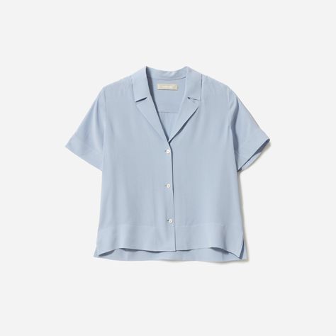 Women’s Clean Silk Short-Sleeve Notch Shirt | Everlane Staples Outfits, River Logo, Outfits To Try, Style Staples, Spring Staples, Teacher Outfit, Silk Shorts, Simple Shirts, Spring Looks