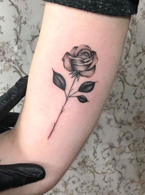 Rose Tattoo Black And Grey, Grey Rose Tattoo, Rose Tattoo Black, Black And Grey Rose Tattoo, Cute Tattoo Ideas, Black And Grey Tattoos For Men, Single Rose Tattoos, Black And Grey Tattoos Sleeve, Simple Tattoos For Women