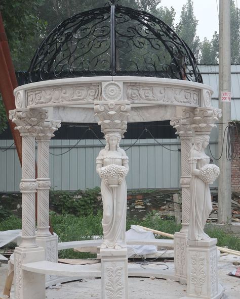 Marble gazebo just finished for a client. Dm for info. From Europe To You 2910 Rt.9W Saugerties NY 12477 845-246-7274 Mon. - Fri. 8-5 Sat. by appointment. From Europe To You 234 Rosa L Jones Drive Cocoa Fl. 32922 321-338-7038 Mon. - Friday 8-5 Sat. 9-5 From Europe To You 407 17th St. West Palm Beach, FL. 33047 Opening Soon Email - Joe@fromeuropetoyou.com Phone- 845-389-4781 www.fromeuropetoyou.com #marble #gazebo #happycustomer #gardendecor #fromeuropetoyou #garden #gardendesign #e... Stone Gazebo, Interior Marble, Marble Columns, Gazebo Pergola, Marble Statues, Marble Fireplaces, Garden Stones, West Palm Beach, Victorian Style