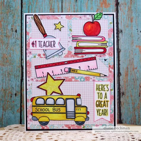 Handmade card by Diane Zechman featuring the Back to School stamp set from Sweet 'n Sassy Stamps. #handmadecards #cardmaking #stamping Teachers Day Decoration, Folder Decoration, Handmade Teachers Day Cards, Teachers Day Drawing, Attendance Register, Happy Teachers Day Card, Teachers Day Greetings, Handmade Teacher Gifts, Holiday Homework