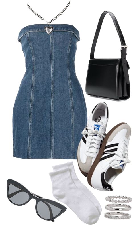 denim dress outfit ideas | #denim  #denimdress Denim Shirt Dress Outfit, Denim Dress Outfit Ideas, 90s Jean Dress, Dress Outfits Polyvore, Shirt Dress Outfit Summer, Jean Dress Outfit, Jeans Dress Outfit, Denim Dress Outfit, Dress Polyvore