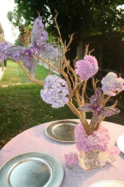 wood center Butterfly Themed Birthday Party, Butterfly Centerpieces, Butterfly Garden Party, Purple Wedding Centerpieces, Butterfly Baby Shower Theme, Girl Shower Themes, Quince Decorations, Butterfly Birthday Party, Garden Baby Showers