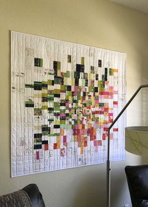 Modern Abstract Quilt Patterns, Contemporary Quilts Ideas, Small Art Quilts, Modern Wall Quilt, Quilt Scrap Projects, Modern Quilts Contemporary, Solids Quilt, Abstract Art Quilt, Contemporary Art Quilt