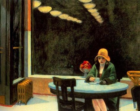 Edward Hopper, Automat, 1927 Edward Hooper, Edward Hopper Paintings, Hopper Art, Restaurant Art, American Realism, Edward Hopper, Edgar Degas, Famous Artists, Art Center