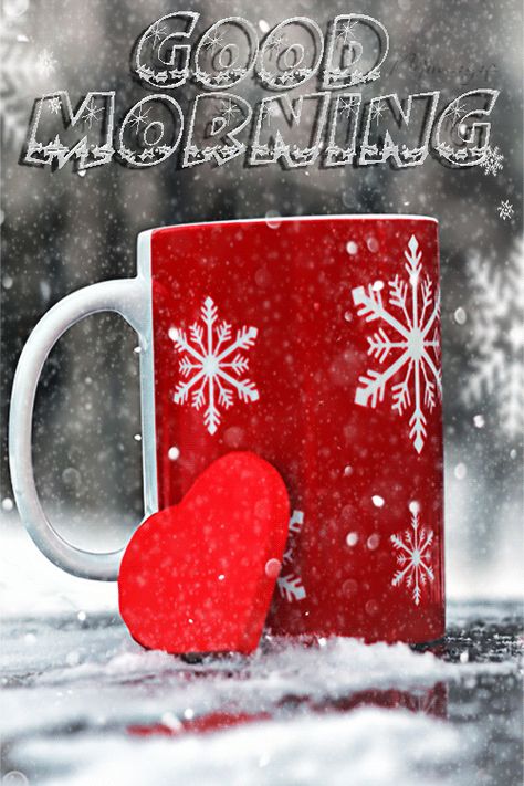 Good Morning Christmas Coffee, Good Morning Snow, Winter Good Morning, Good Morning Winter Images, Gif Good Morning, Morning My Love, Good Morning Gift, Good Morning Christmas, Good Morning Winter