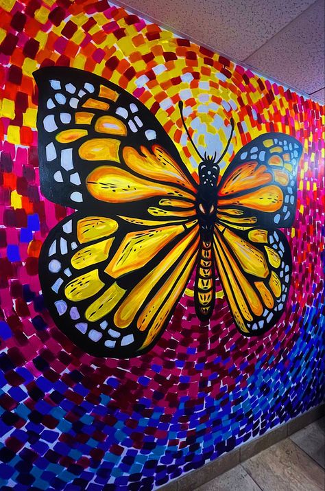 Monarch Butterfly Mural, Playground Mural, Butterfly Wall Painting, Butterfly Mural, Bedroom Art Painting, Butterfly Ideas, Walls Painting, Image Wall, Mural Art Design