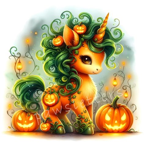 Jack o Lantern Unicorn Clipart 10 High Res JPGs, Watercolor Cute Halloween, Kids Halloween Spooky Season Printables, Fantasy, Whimsical Introducing the Jack o' Lantern Unicorn Clipart, a magical collection of 10 high-resolution watercolor JPGs perfect for bringing whimsical charm to your Halloween creations! These cute unicorns, each paired with a glowing jack o' lantern, are the perfect blend of fantasy and spooky fun for kids' Halloween projects. Ideal for creating spooky season printables, pa Unicorn Clipart Cute, All Things Halloween, Halloween Unicorn, Cute Halloween Images, Halloween Cards Diy, Unicorn Halloween, Unicorns Clipart, Unicorn Illustration, Cute Fantasy Creatures