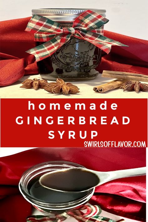 Gingerbread Syrup is a holiday favorite flavor and a festive addition to coffee, tea, hot chocolate, cocktails and recipes. This easy homemade simple syrup is bursting with the flavorful combination of molasses, brown sugar, vanilla extract and warm spices. An easy simple syrup recipe for the holidays. Gingerbread Simple Syrup, Homemade Simple Syrup, Christmas Morning Brunch, Simple Syrup Recipe, Strawberry Simple Syrup, Christmas Drinks Recipes, Gingerbread Syrup, Homemade Gingerbread, Spiced Drinks