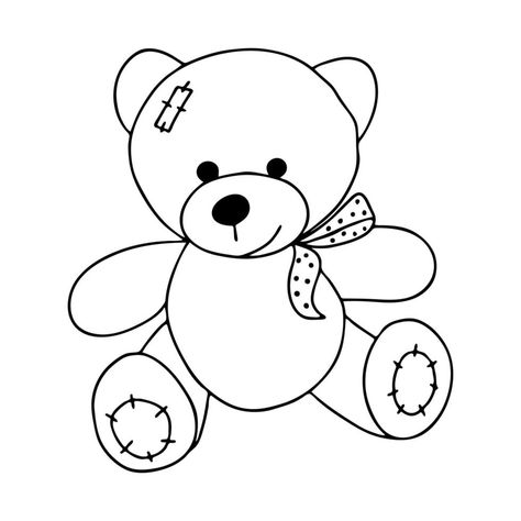 Teddy Bear Clipart Black And White, Bear Images Clip Art, Bear Clipart Black And White, Teddy Drawing, White Teddy Bear, Colorful Borders Design, Teddy Bear Clipart, Black And White Cartoon, Bear Drawing