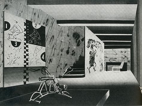 Constantino Nivola. Interiors v.101 n.4 Nov 1941, 26 Constantino Nivola, Graphic Arts Illustration, Printmaking Art, 수채화 그림, Collage Illustration, Architectural Drawings, Glass Boxes, Architecture Presentation, The 20th Century