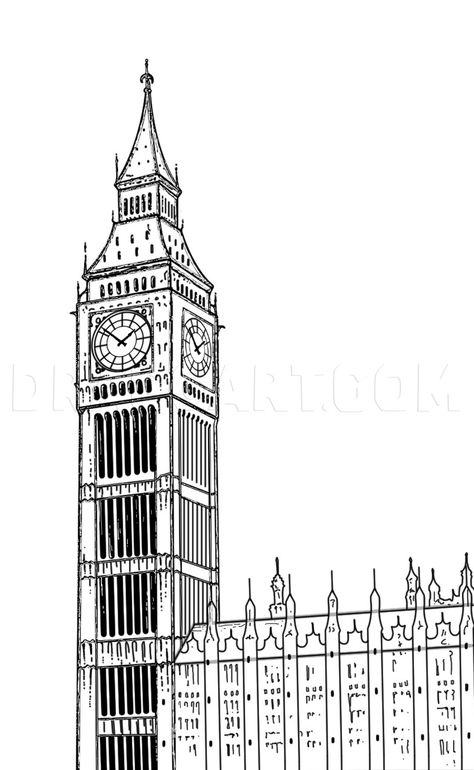 Big Ben Tattoo, Big Ben Drawing, Painting Outlines, London Clock Tower, London Drawing, Big Ben Clock, London Clock, London Tattoo, Big Ben London