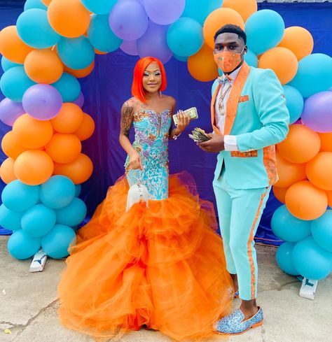 Blue And Orange Dress, Prom Desses, Prom Dates, Prom Blue, Prom Goals, Orange Prom Dresses, Prom Couples, Prom Date, Prom Ideas