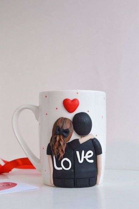 3d Mugs, Mug For Boyfriend, Mr And Mrs Mugs, Polymer Clay Mug, Gifts Couple, Clay Mug, Polymer Clay Gifts, Clay Keychain, Unique Mugs