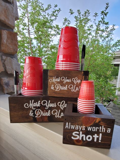 Yard Games For Wedding, Diy Cup Holder, Solo Cup Holder With Marker, Christmas Craft Booth, Games For Wedding, Mark Your Cup, Solo Cup Holder, Birthday Party For Men, Giant Yard Games